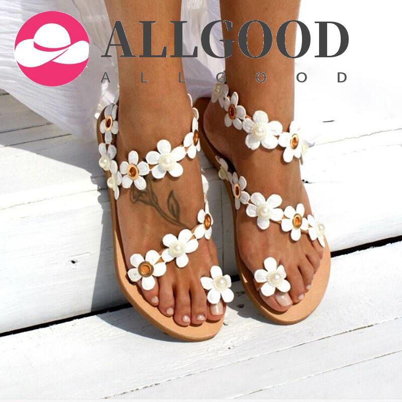 Women Fashion Flowers Flats Shoes Sweet Sandals