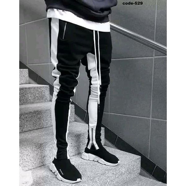 Black & White Super Skinny Rib Trouser for Men'S