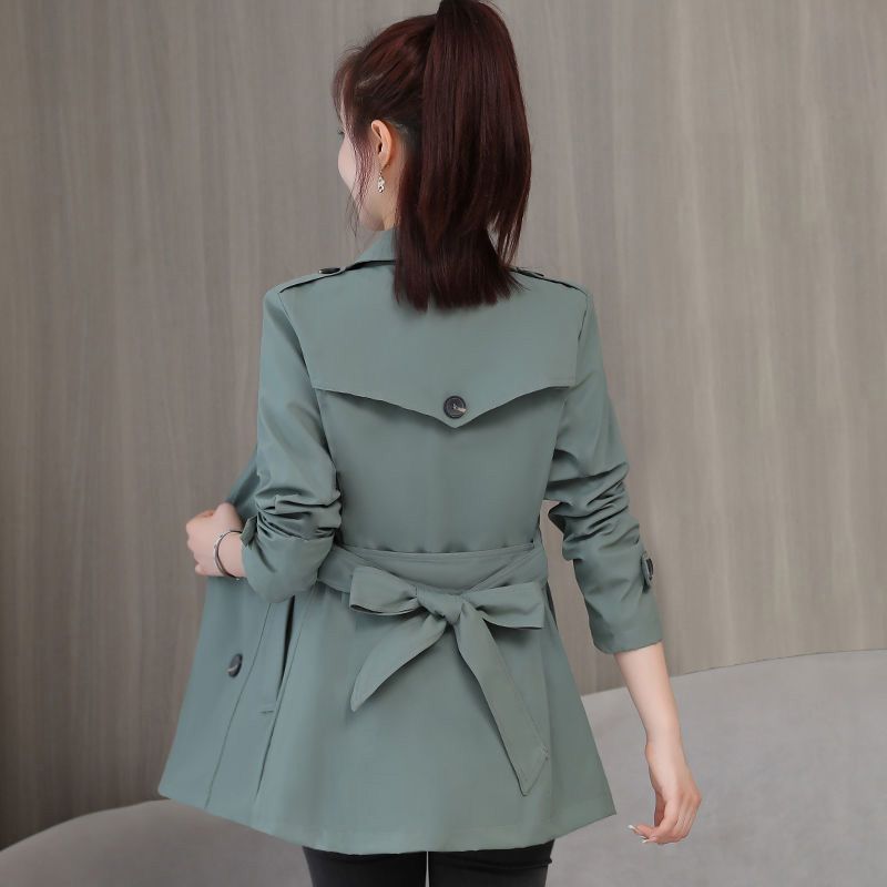 Lining Short Trench Coat Women Spring Autumn Tament Slim Lapel Long-sleeved Outwear Solid Casual Coat Female With belt