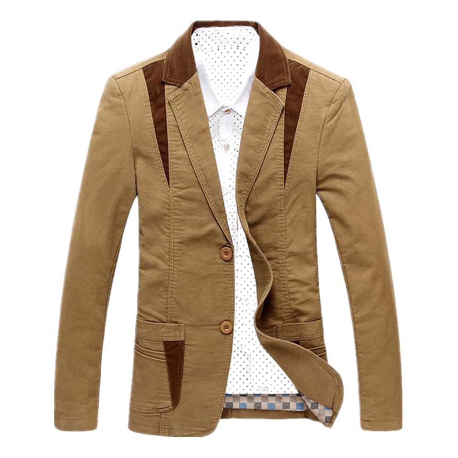 Suit Jacket Turndown Collar Contrast Color Pockets Suit Jacket