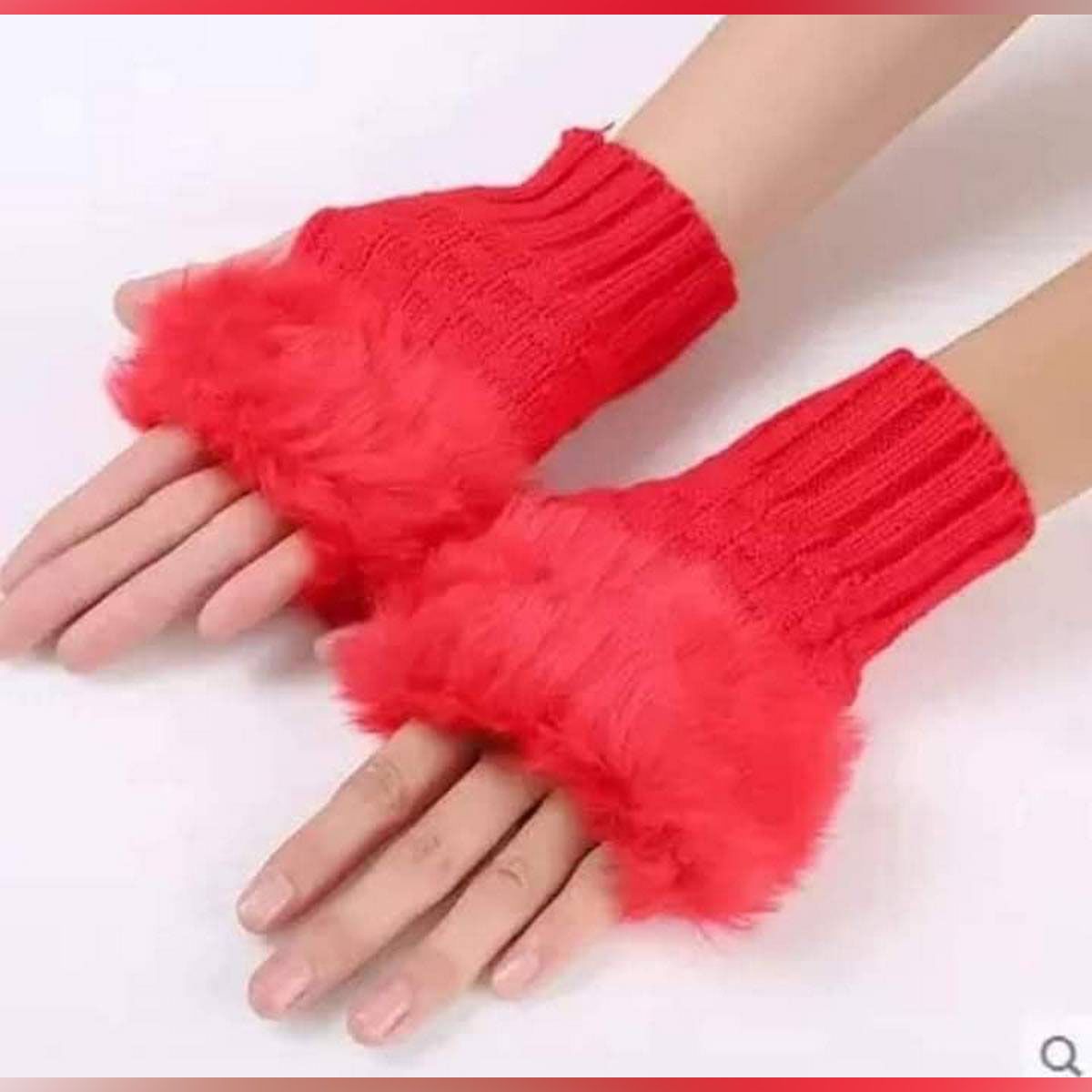 Cute Girl Soft Hand Gloves Winter Knitting Warm Half Finger Short Gloves