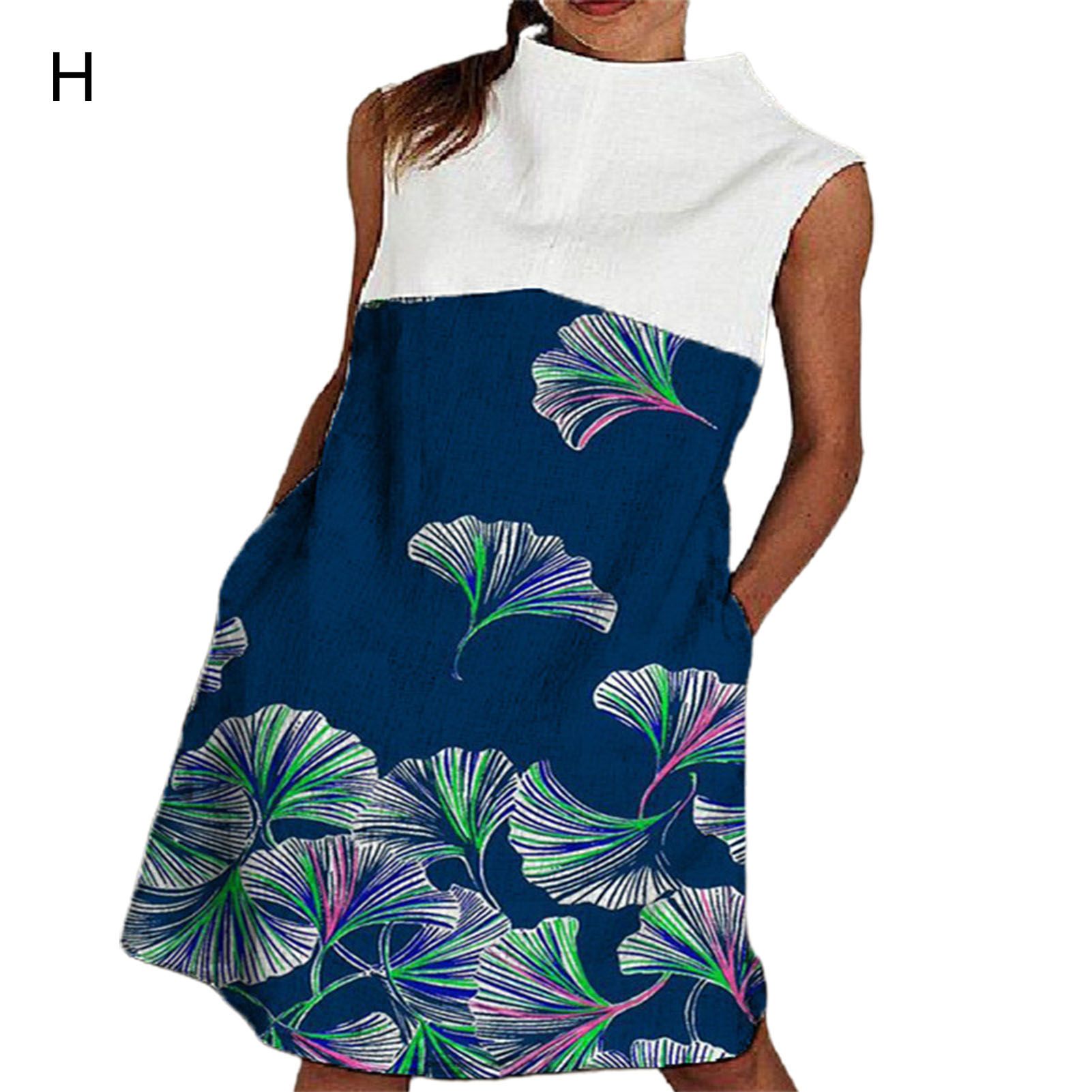 Summer Dress High Neck Elegant Flower Stitching Holiday Dress