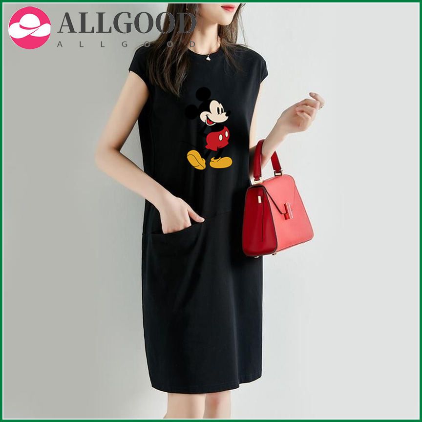 12 Styles Disney Anime Mickey Minnie Mouse Summer Dresses for Women  Sleeveless Loose Midi Casual Dress Ladies Fashion Y2k