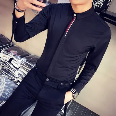 Men's Long Sleeve  button down Shirt 2021 Men's High-end Brand Fashion  Smart Casual Slim Nightclub Lapel streetwear Shirt S-5XL