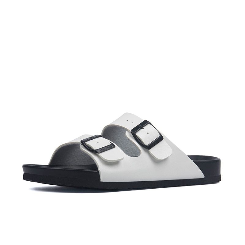 2022 Summer Men Cork Slippers PU Leather Men's Sandals Fashion Flip Flops For Men Black Mule Clogs Slippers Footwear Male