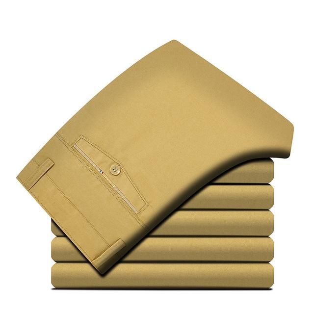 Fashion Casual Lightweight Pants High Waist Straight High Quality 100% Cotton Casual Wear Thin Men Bussiness Trousers For Men