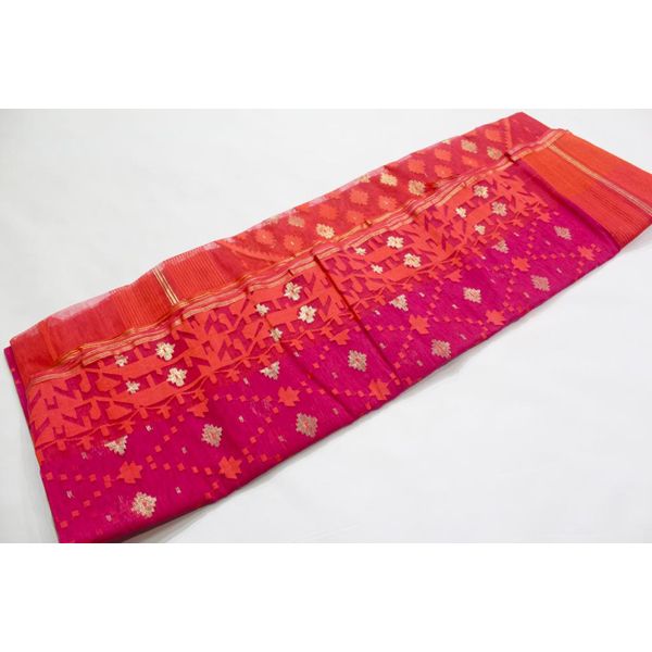 Cotton Jamdani Sharee 12-Hat Color - Red For Women By Zohora's Vanity