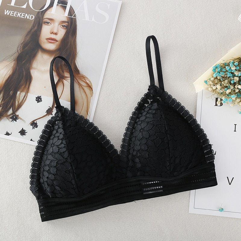 Womens Lace Bralette  Padded PushUp Lace Hollow Triangle Bra Lingerie Underwear Bralette