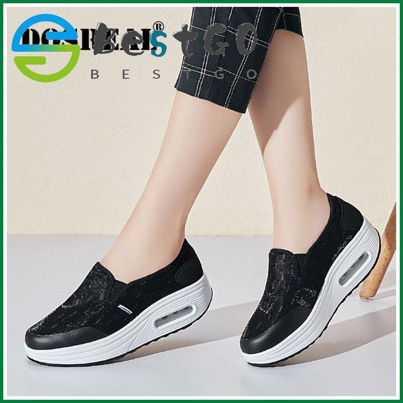 Shoes For Women Fashion Mesh Slip On Casual Shoes Korean Style Ladies Lazy Shoes Heighten Platform Sneakers