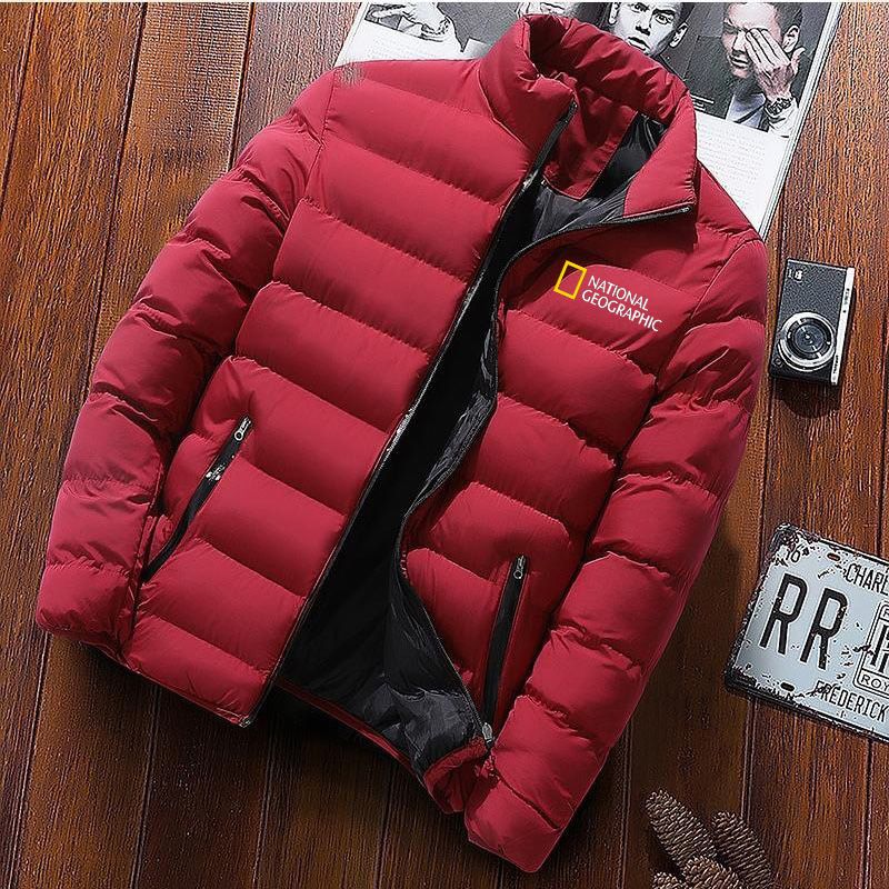Men's zipper jacket, national color, outdoor adventure, warm, padded, large size, winter,