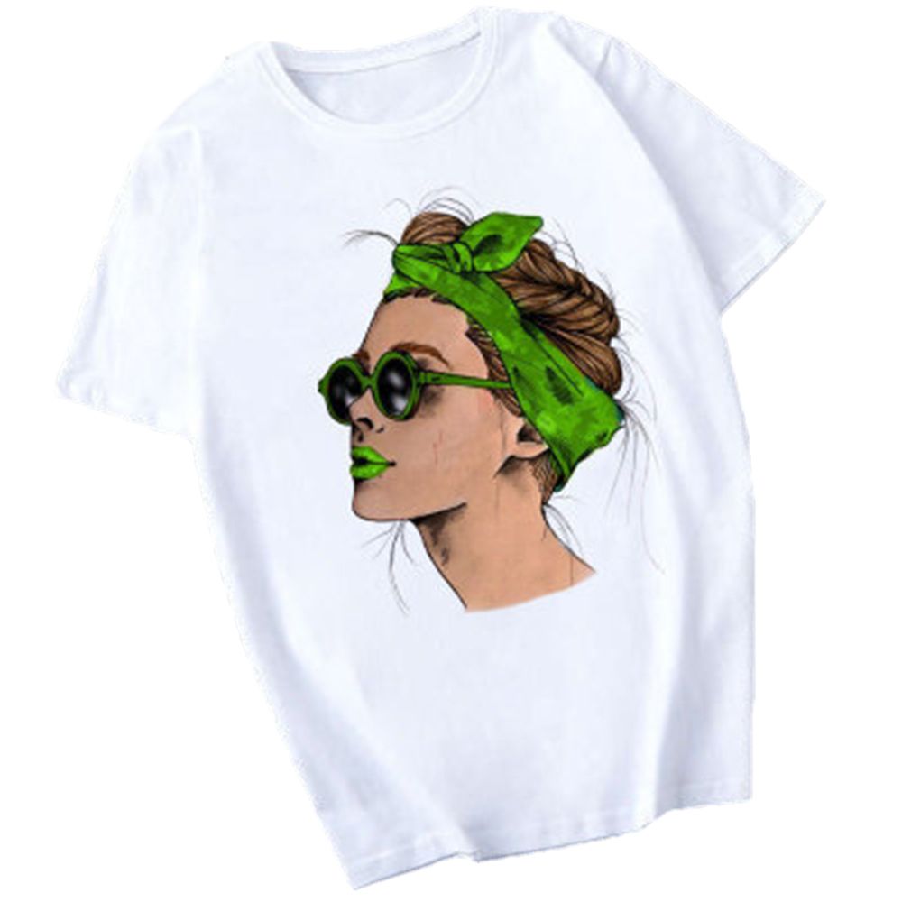 New Women Summer Shirt Short Sleeved T Shirt Girl Student Blouse Round Neck Printing Large Size Loose To