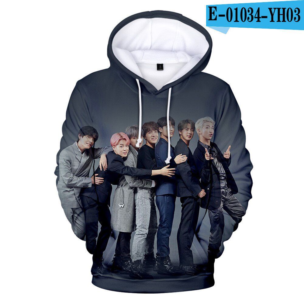 Korean Fashion 3D Kpop Hoodie Sweatshirts Pullovers Men/women Long Sleeve Hooded Tops Female Harajuku Streetwear K-pop Hoody