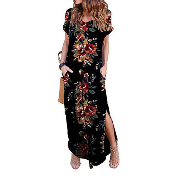 Sexy Women Dress Plus Size 5XL Summer 2020 Casual Short Sleeve Floral Maxi Dress For Women Long Dress  Lady Dresses