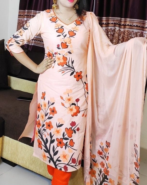 Bangi Color Joypuri Cotton Unstitched Screen Print Exclusive, Stylist, Fashionable Three Pics For Woman. - Dress For Girls - 3 Pice Dress