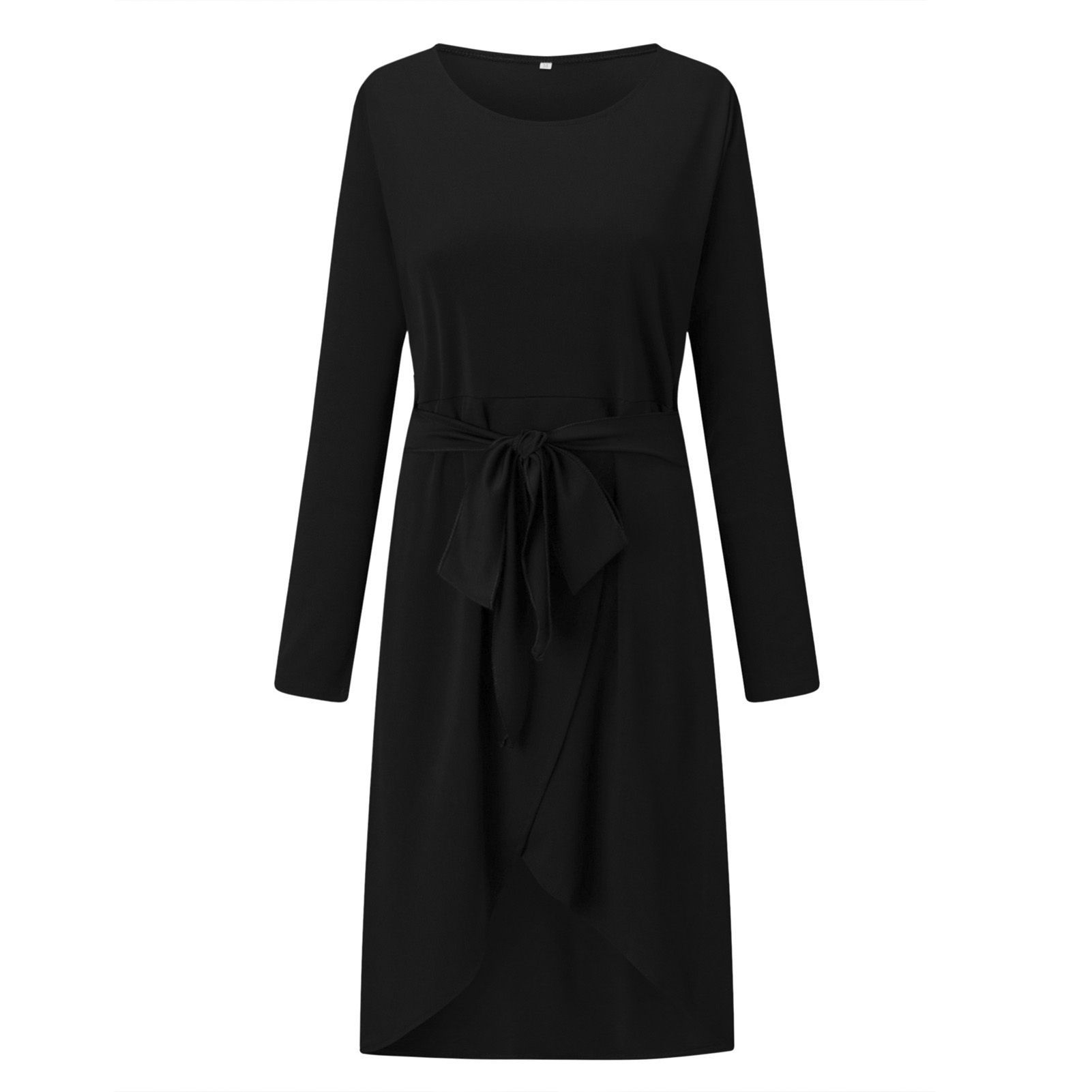 Women Dresses Tie Waist Pure Color Women Irregular Hem Party Dress