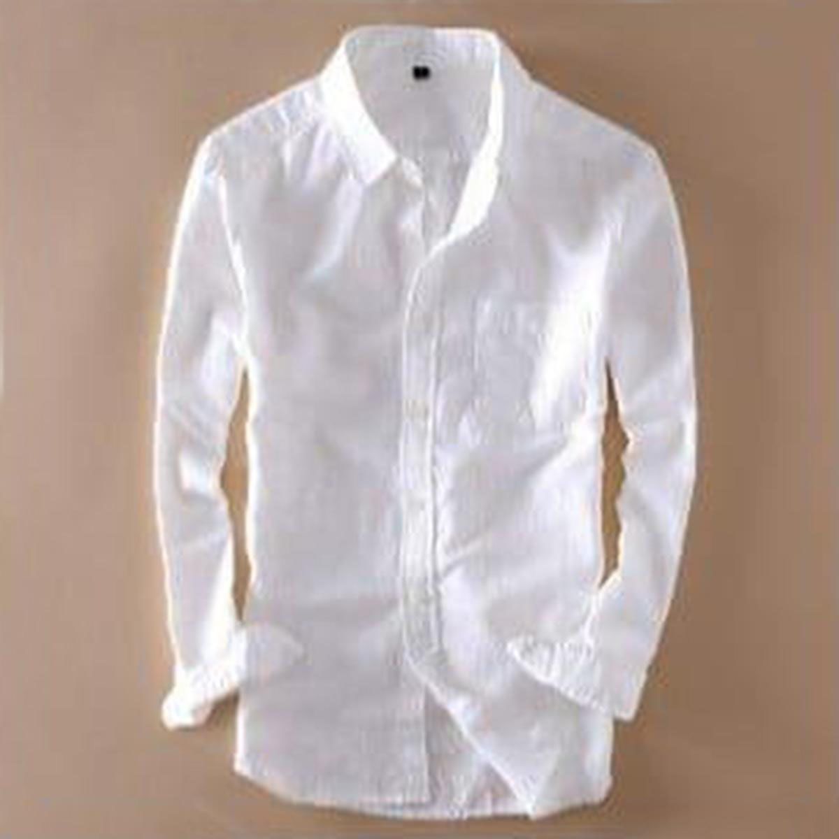 White Cotton Casual Shirt for Men