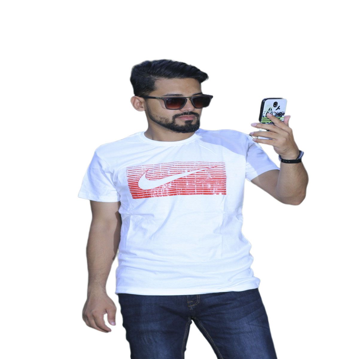 White Color Cotton Short Sleeve T-Shirt for Men