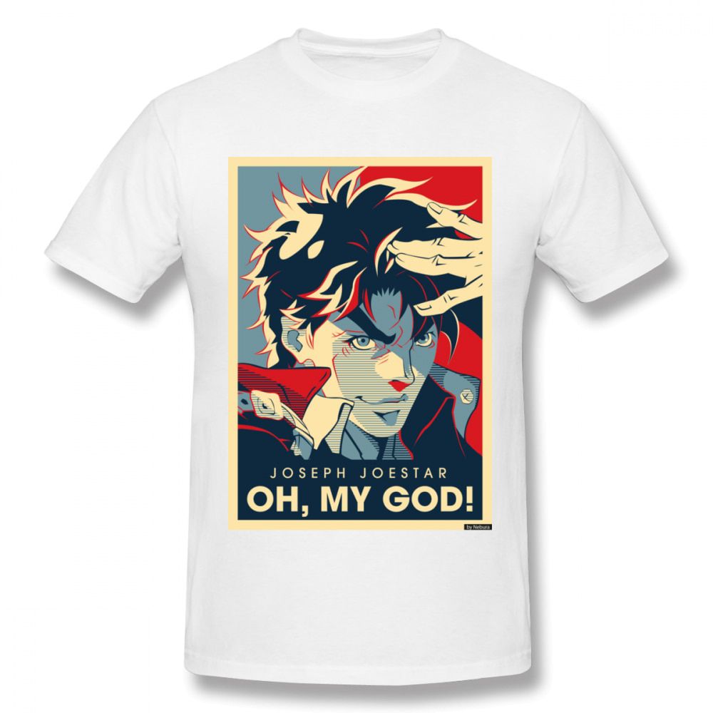 Jojo Bizarre Adventure Vintage Joestar Joseph OH MY GOD letter T-shirt For Men Plus Size Cotton cool Tee Shirt S-3XL Camiseta