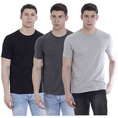 Pack of 3 Solid Color Cotton Round Neck T-shirt For Men
