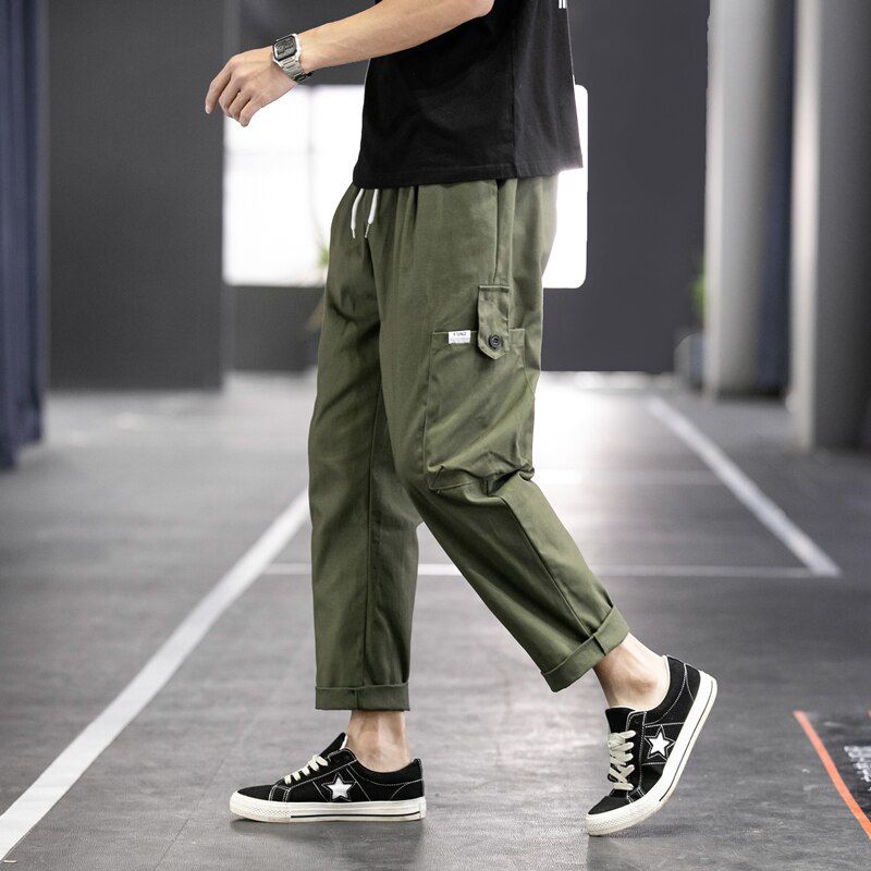 Overalls Men's Tide Brand Multi-cket Jnese Cotton Loose Pants Men's -Hop Beam Casual Pants