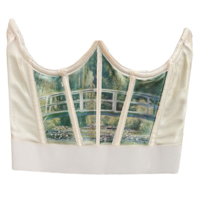 Women Vintage Angel Print Corset Wrap Crown Girdle Stylish Boned Waist Underbust Bustier Cincher Elastic Slim Belt Shapewear