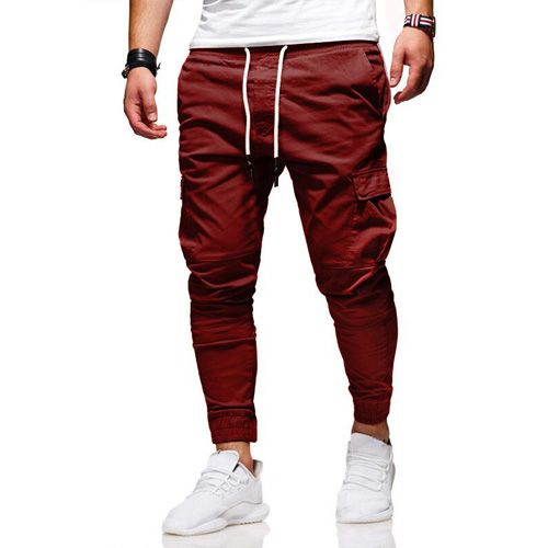 Fashion Mens Cargo Casual Solid Multi-pocket Trousers Pants Plus Size Joggers Sweatpants
