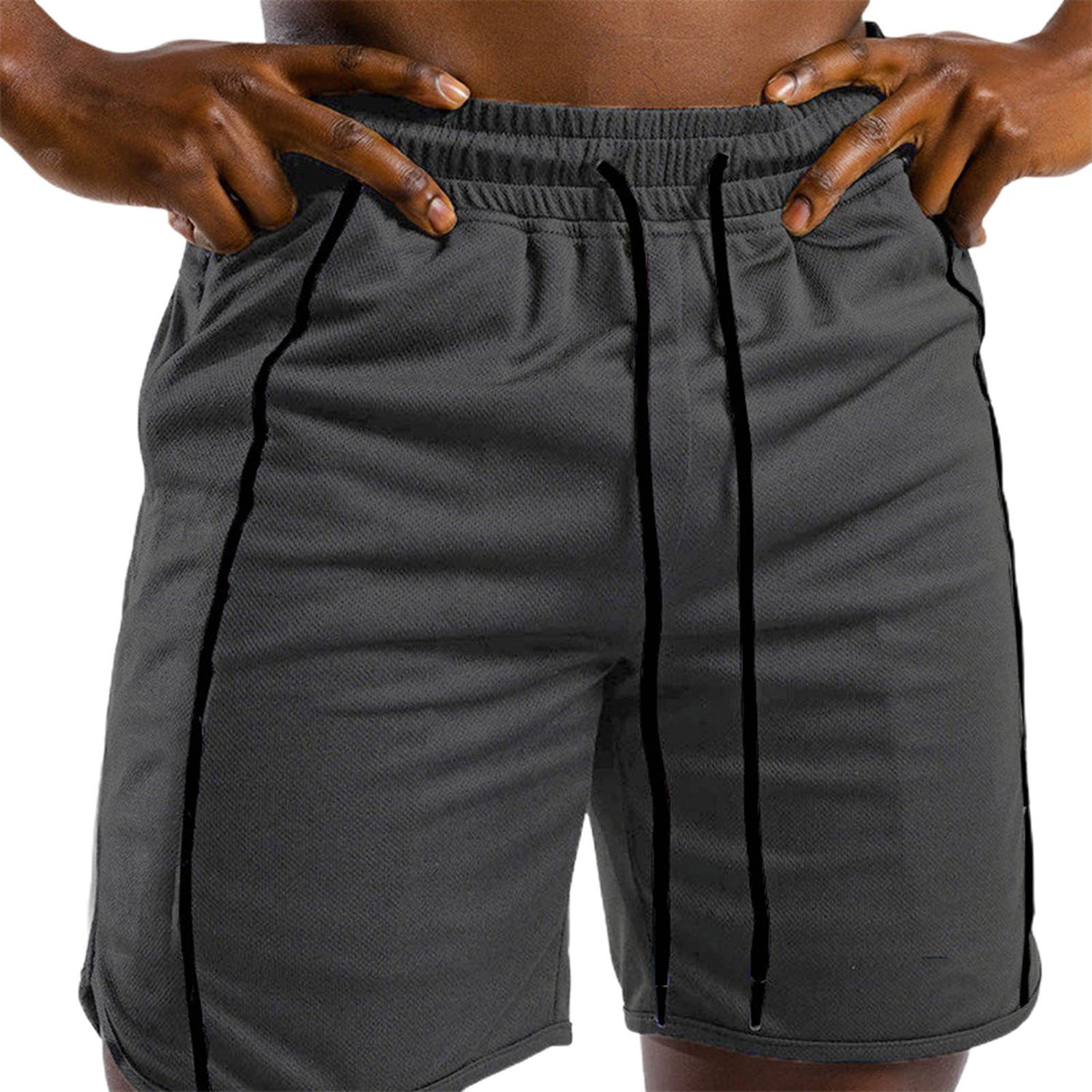 Men Shorts Drawstring Quick Drying Casual Solid Color Elastic Waist Short Pants for Beach