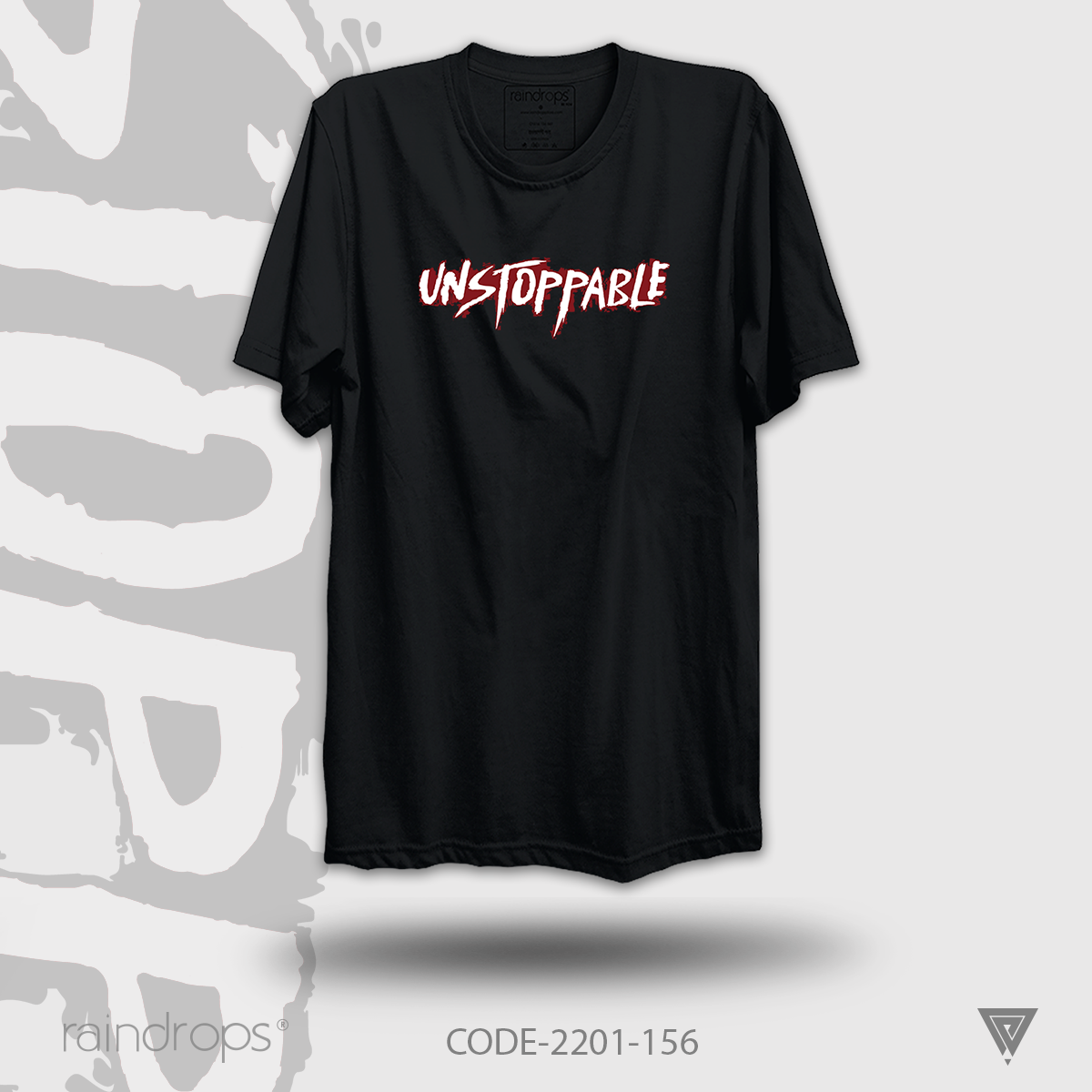 Raindrops Premium T-shirt 'Unstoppable' Designed Half Sleeve Black T-shirts For Men