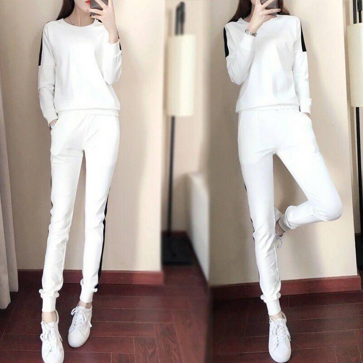 Two Sets Spring And Autumn Fashion Korean Version Leisure Students Tide Harlan Pants (Top + Pants)
