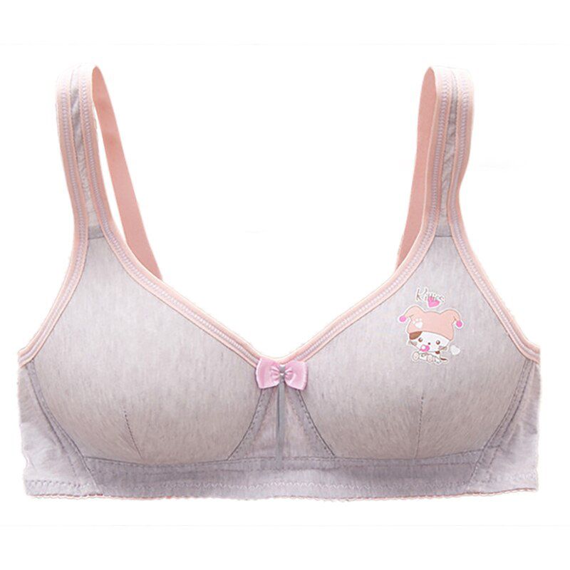 2019 Women Bras Cute Cartoon Print Bow Knot Teenage Girl Underwear Students Wire Free Bras