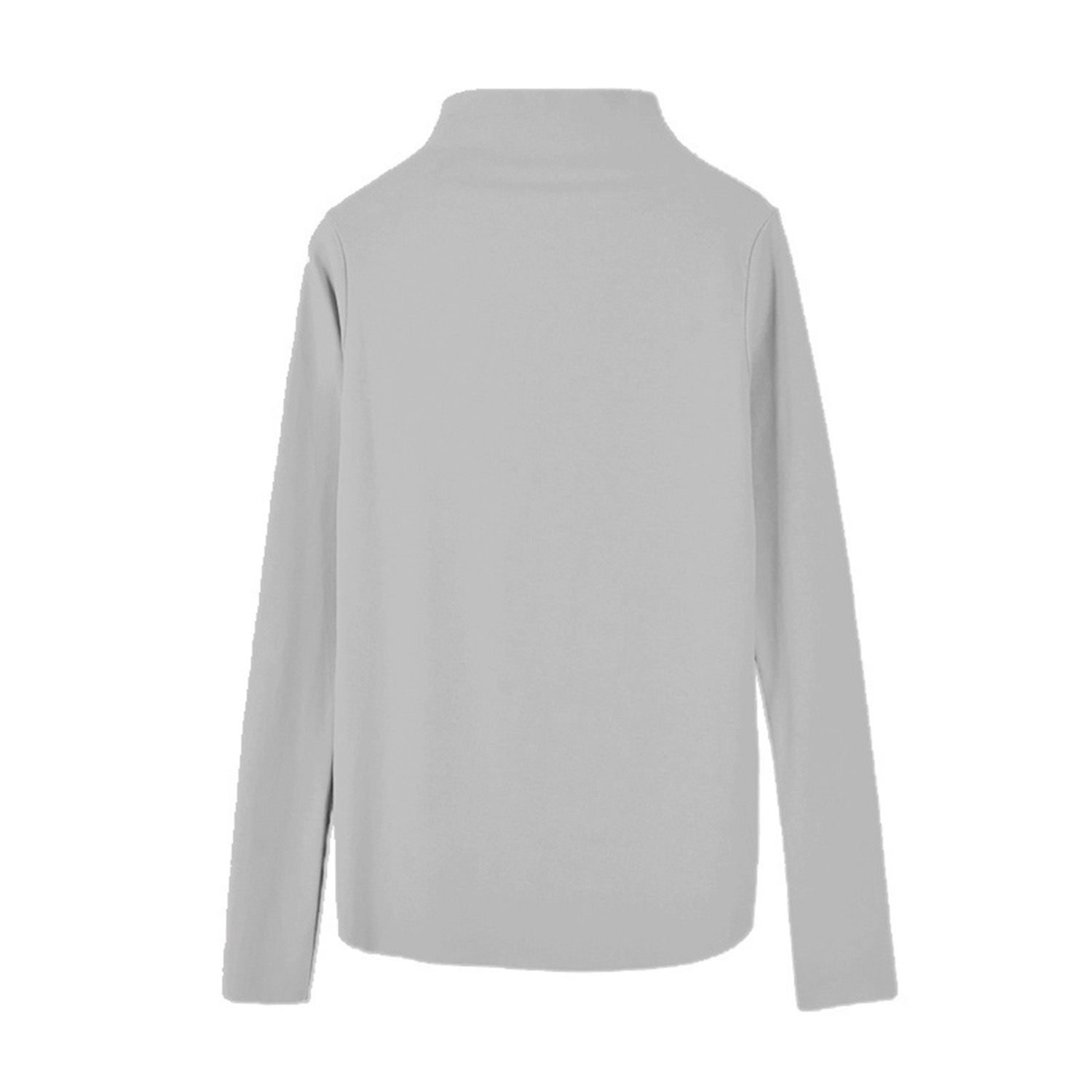 Women Fashion Long Sleeve Half High Collar Top Casual Solid Color Top for Ladies Female