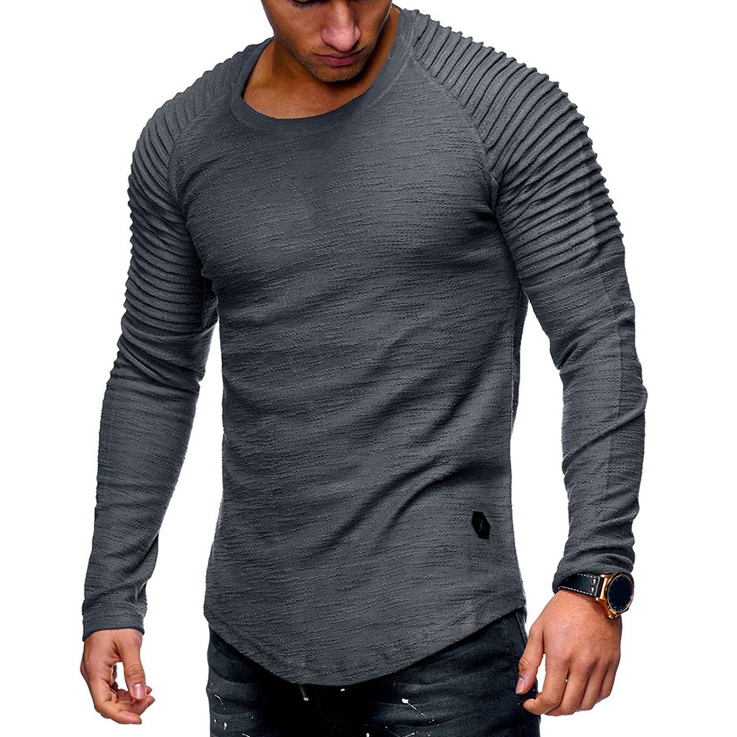 Man Tops All-match Men Stretchy Slim Blouse Winter Apparel