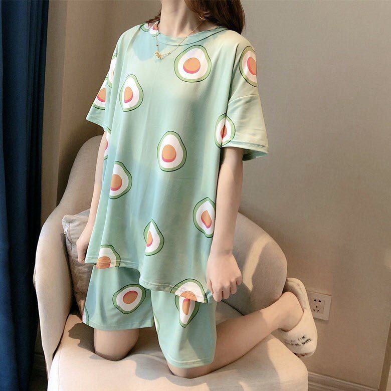 Pajamas Set For Women Panda Cartoon Printed Short Sleeve T Shirt+Short Pants 2 Pieces Woman Sleepwear Homewear Suits Pijima