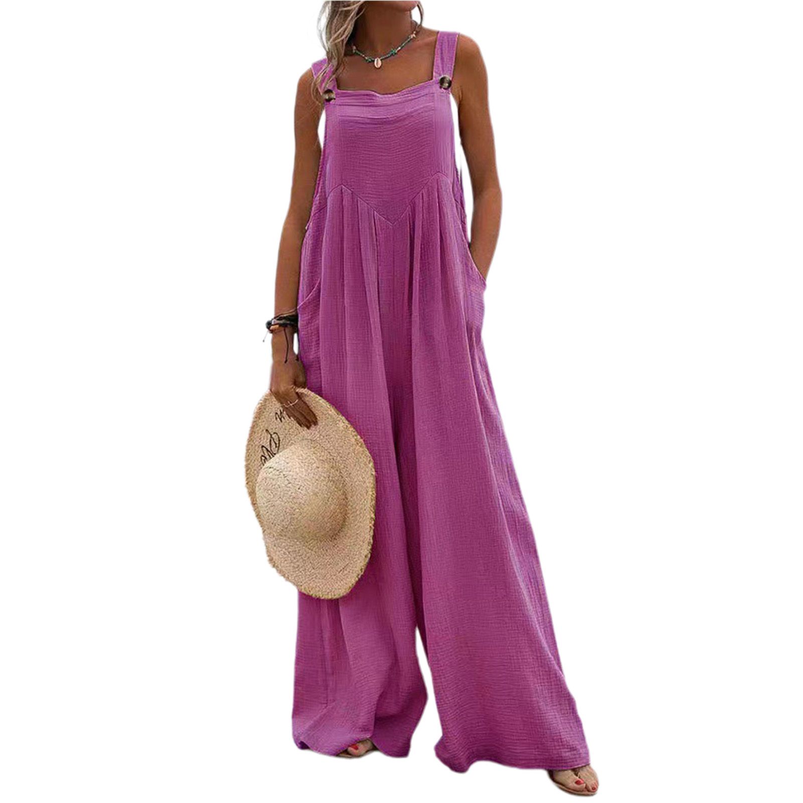 Women Jumpsuit Solid Color Tament Pure Color Jumpsuit