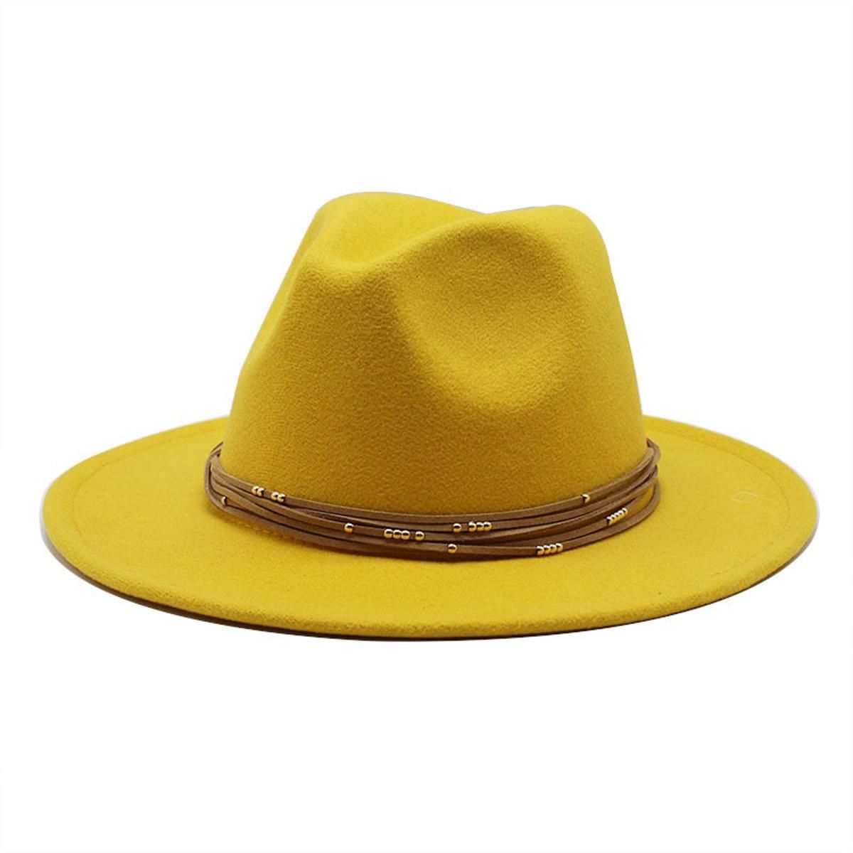 17 colors Vintage Retro Plain Dyed Wool Felt Black Women's Hats Flat Brim Fedora Hat Wholesale Classic Uni Jazz Trilby