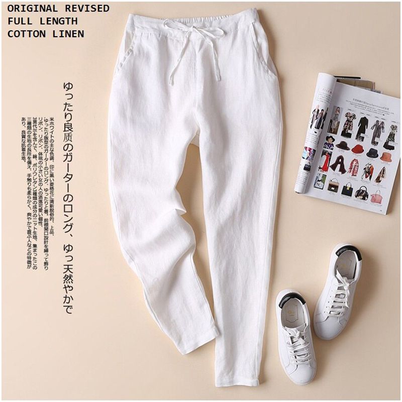 cotton linen pants women elegant trousers lady formal pants plus size famous design cotton trousers popular