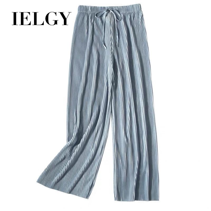 IELGY Ice Silk Chiffon Loose High Waist Casual Women's Pants