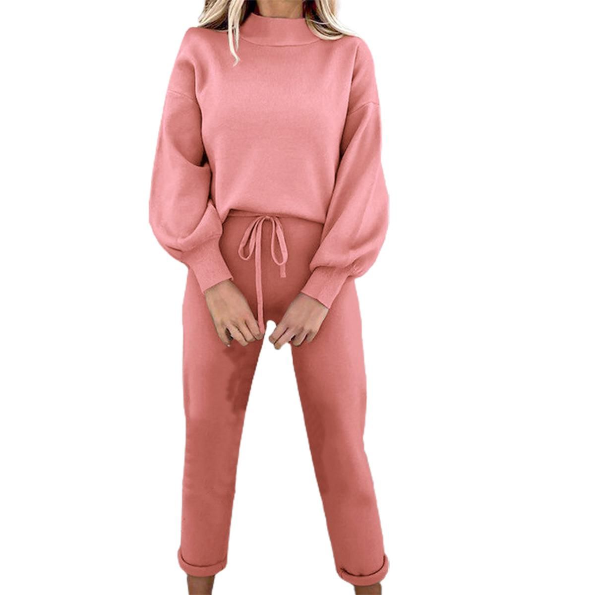 Sweatshirt Pants Set High Waist Half High Collar Sporty Outfit