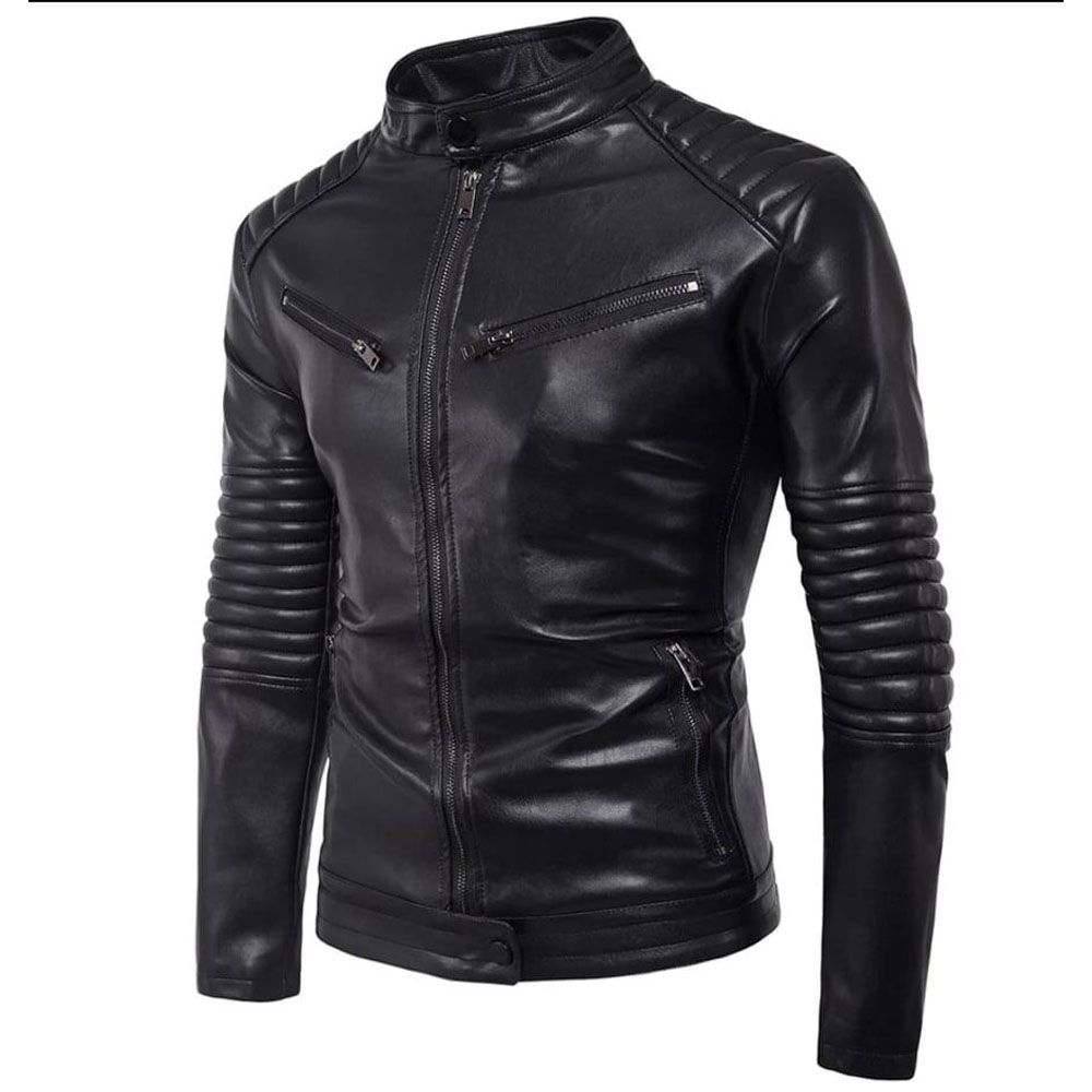 Fashionable Black PU Leather Jacket For Men