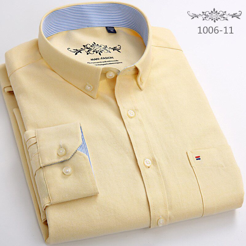 Fashion Brand Men's Plus Size Oxford Long Sleeve Shirt High Quality Classic Loose Casual Workwear Shirt Plaid Square Neck Top