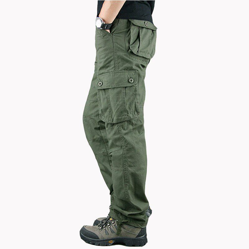 Men's Casual Cotton Cargo Pants Outdoor Breathable Long Trousers   Male Large Multicket  Tactical Pants