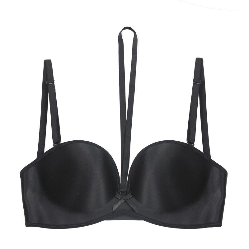 PAERLAN small chest half cup hanging neck cross back bra Wire Free Seamless multi-touch Push Up non-slip strapless underwear