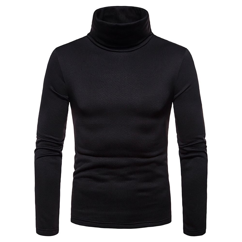 Sunnyheart Winter Men Solid Color High Neck Long Sleeve Slim T-Shirt Warm Bottoming Top Tee For Autumn Winter