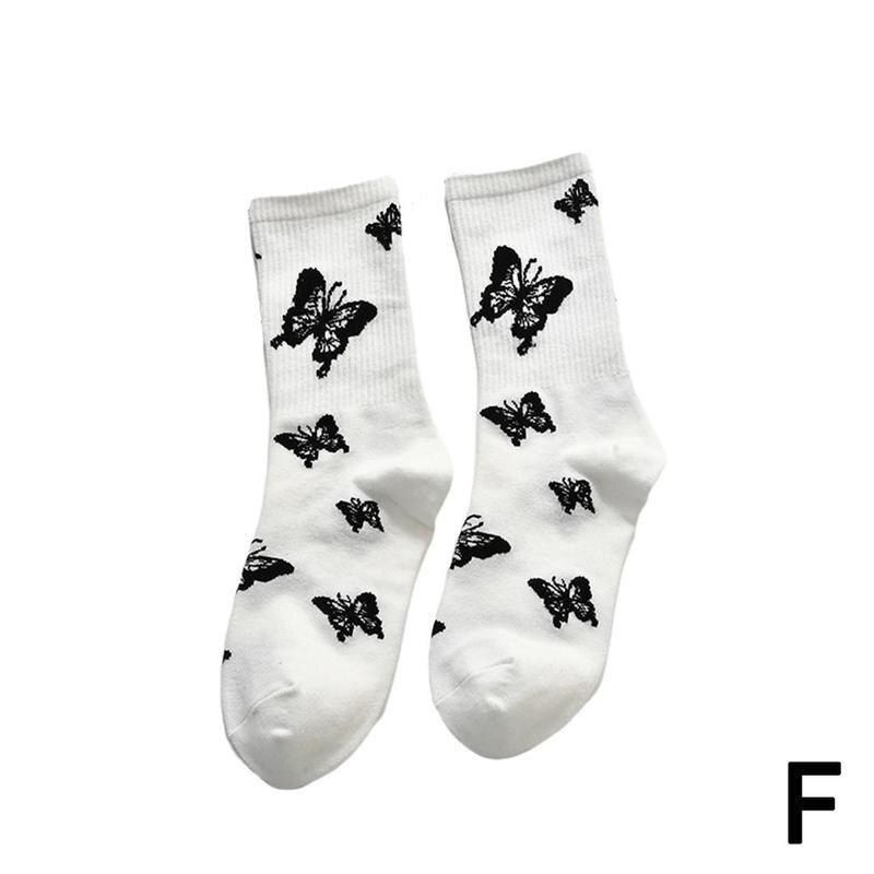 2020 New Women Socks Cotton Thin Butterfly Printed Tube In Women Casual Skateboard Socks Sports Girls Fashion Soc T1K8