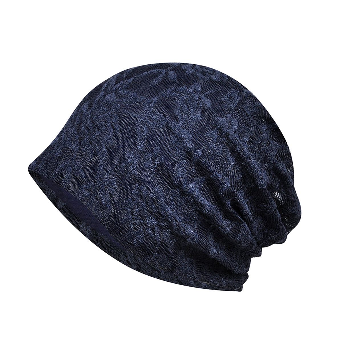 Women Soft Breathable Beanie Lace Turban Solid Color Stretchy Slouchy Hat Cap