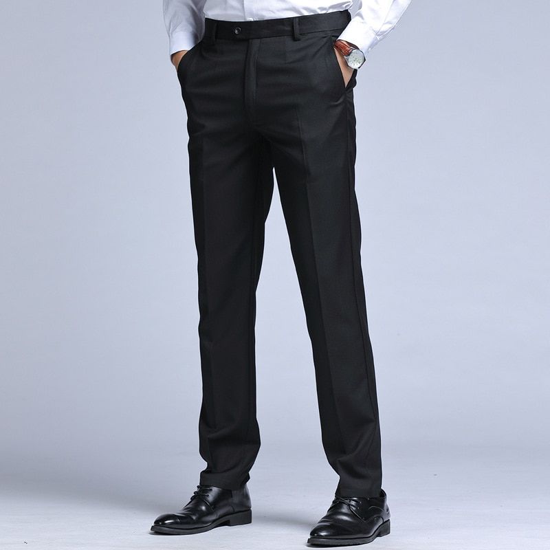 BROWON Summer New Mens Trousers Male Business Black Suit Pants Slim Fit Casual Trousers Homme Straight Suit Clothing Trouser Men