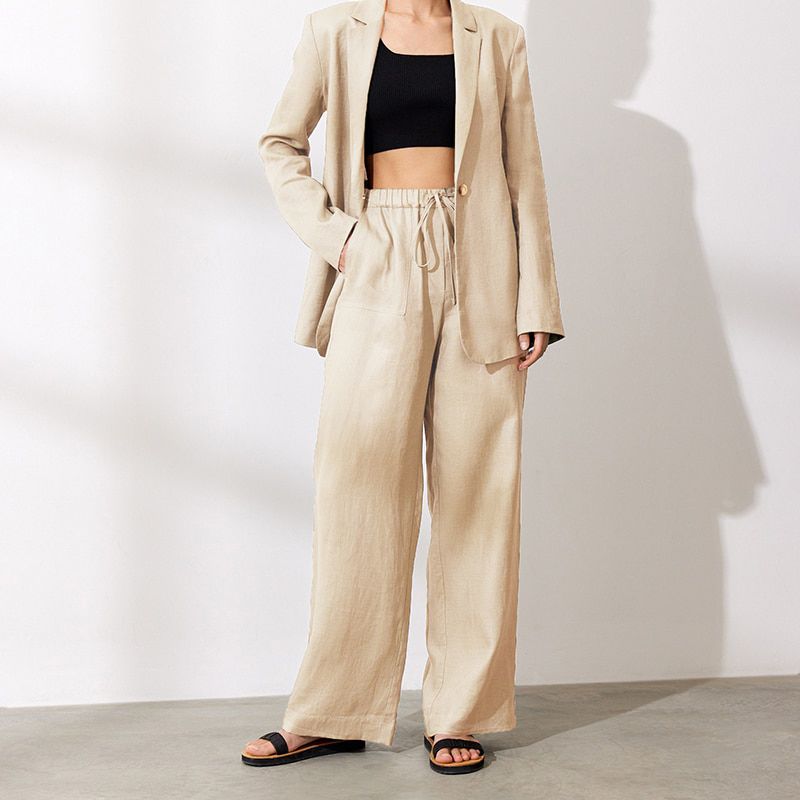 Women's Cotton Pants Gray High Waisted Harem Loose Soft Elastic Waist White Summer Pants Blue Casual Trousers for Female