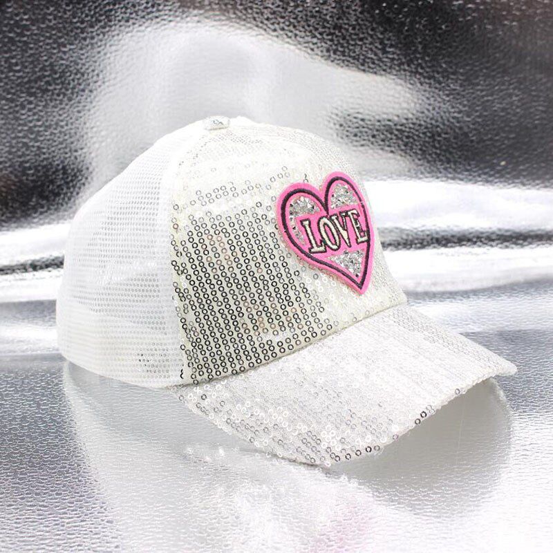 BING YUAN HAO XUAN Boy Girl Adjustable Trendy Breathable Mesh Sequined Shiny Baseball Caps Sun Snapback Hat