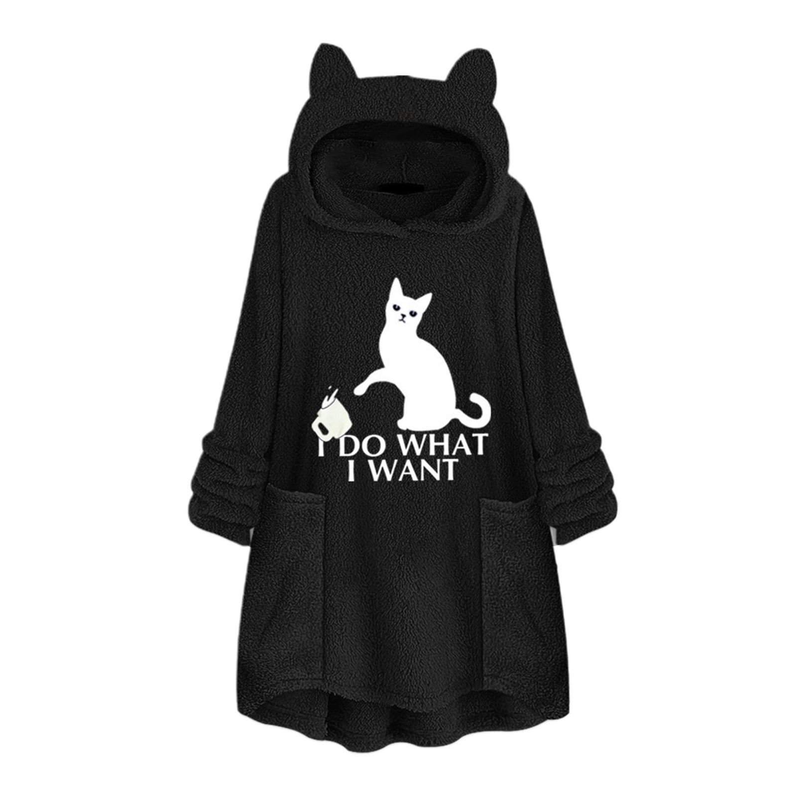 Blanket Sweatshirt Cartoon Comfortable Kitty Women Coat Jacket