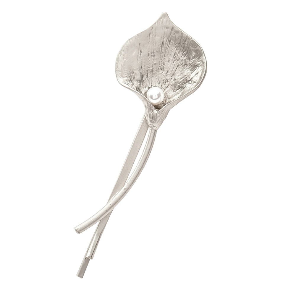 Elegant Flower Petal Imitation Pearl Hairpin Slide Clip Women Fashion Accessory